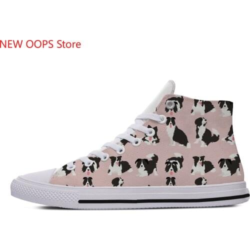 Border Collie Animal Pets Dog Cut kawaii Lightweight High Top Canvas Shoes Men Women Casual Breathable Sneakers