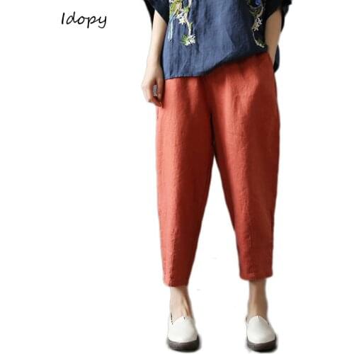 Женские льняные брюки Idopy China At AliExpress