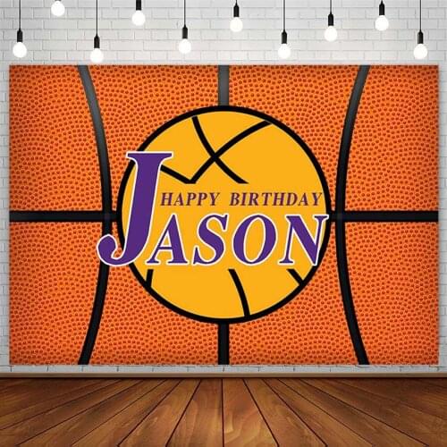 Customized Happy Birthday Party Photocall Backdrops Basketball Boy Athlete Photography Backgrounds Photo Studio Photozone Decor
