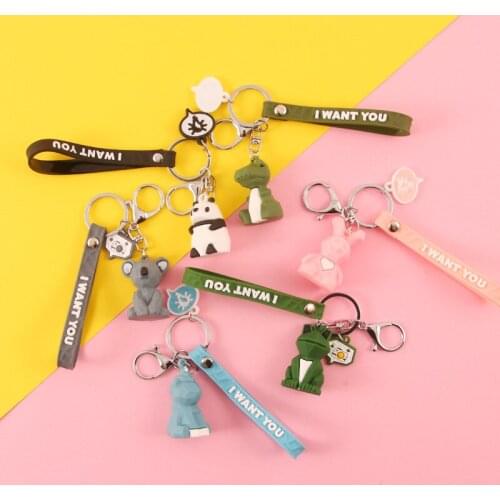 Creative Multi-faceted Animal Keychain Cute Cartoon Dinosaur Panda Car Bag Ornaments Cute Men and Women Couple Holiday Gifts