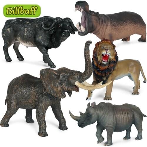 Large Simulation PVC Jungle Wild Animal Zoo Elephant Lion Tiger Rhino Model PVC Action Figures Educational toy for children Gift