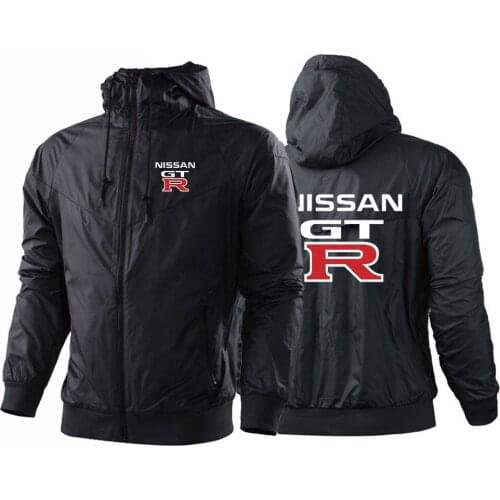 2021 Nissan GTR Mens Print Streetwear Hip Hop Jackets Spring Autumn Warm Windbreakers Zipper Hooded Custom Coat Casual Harajuku