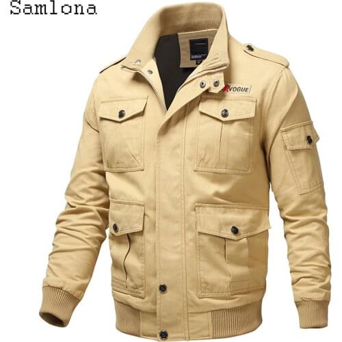 Samlona Mens Long Sleeve Vintage Jackets Plus Size 6xl Mens Fashion Zipper Pocket Coats 2021 Autumn Motorcycle Tops Outerwear
