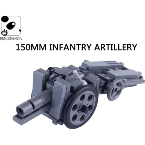 MOC German WW2 Military Cannon Building Blocks Soldier Figures Artillery Parts Weapons Army Accessories Bricks Toys for Children