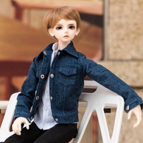 BJD doll clothes is suitable for 1/3 1/4 MSD Uncle size dark blue jeans with letters doll accessories