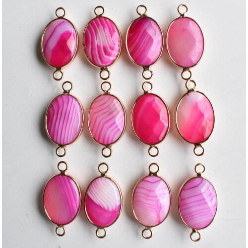 Wholesale 12pcs Natural Red stripe onyx Necklace Charms Pendant Quartz Crystal for Bracelet Necklace Connector free shipping