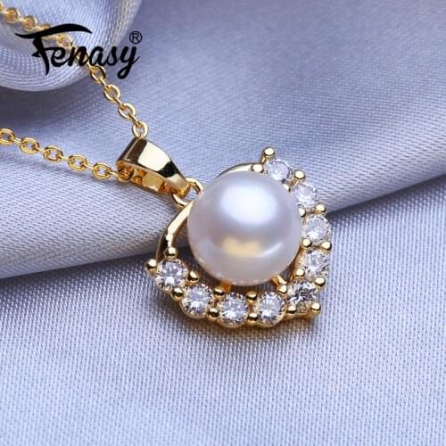 FENASY Natural Pearl Necklaces For Women Gold Color Personalized Heart Bird Animal Pendant Jewelry With Chain Wholesale