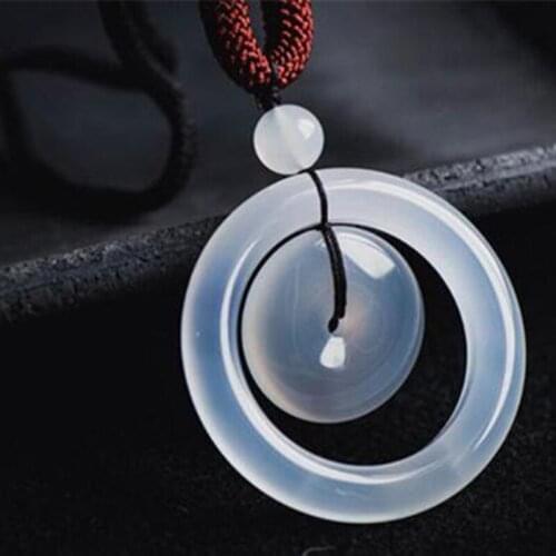 Natural Agate Chalcedony Mother and Son Safety Buckle Pendant Jewelry Fine Jewelry Chalcedony Safety buckle Necklace Pendant
