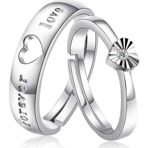 Romantic Fashion Jewelry hot couple rings authentic Korean heart-shaped opening (one pair price)