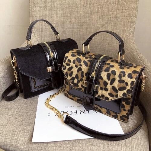 Luxury Women Brand Handbags Ladies One Shoulder Crossbody Small Square Bag Fashion Lacquer Wild Leopard Print Female Bag