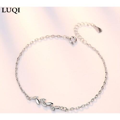 S925 Silver Platinum Plated Exquisite Fashion Olive Branch Bracelet K10