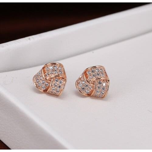 DE235 Fashion Street Snap Delicacy 4A Zircon Triangular Flower Geometry Ear Stud GIRLS Gift Party WOMENS Jewelry Earrings 2021