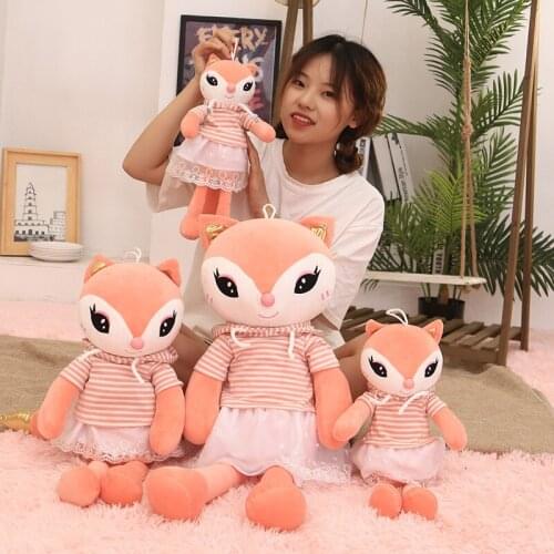 Cute new 35/45/55/65cm plush fox Wear beautiful clothes stufeed soft high quality Pillow home decoration christmas gift for kid