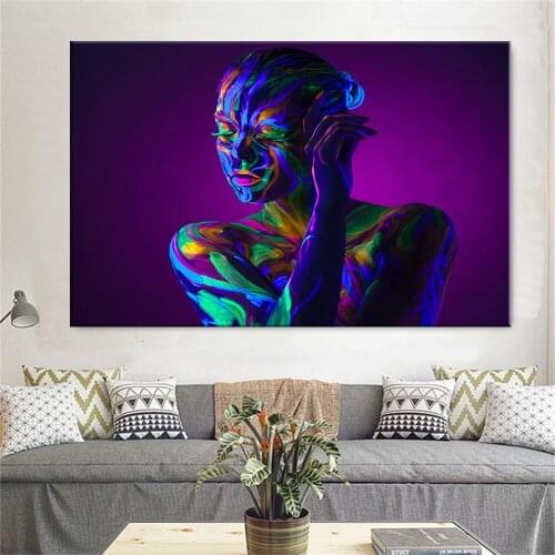 Modern Posters and Prints Wall Art Canvas Painting Sexy Body Nude Colorful Women Pictures for Living Room Home Decor No Frame