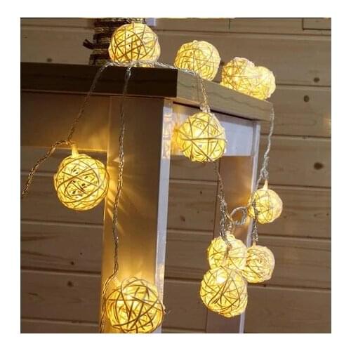 Rattan Light Ball 10lu Led Battery-Powered Wood Mesh Top