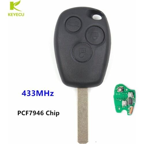 KEYECU Replacement New Remote Key 433MHz PCF7946 Chip for Vauxhall Vivaro/Renault Clio Kangoo Traffic/Nissan Kubistar Primestar