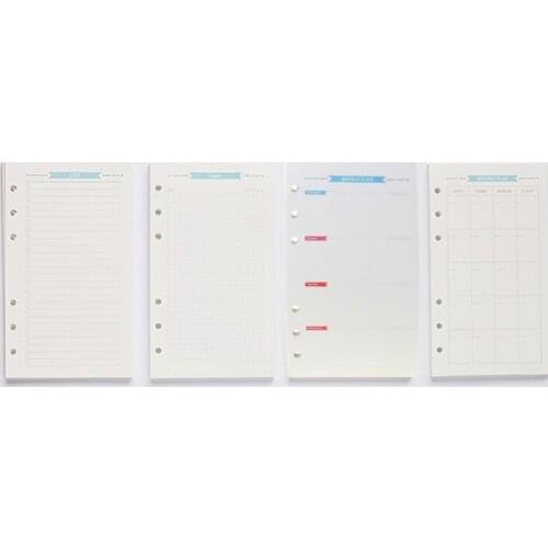 6 Holes Refill Inner Paper Week Month Plan To do List for A6 Loose Leaf Notebook 32CB