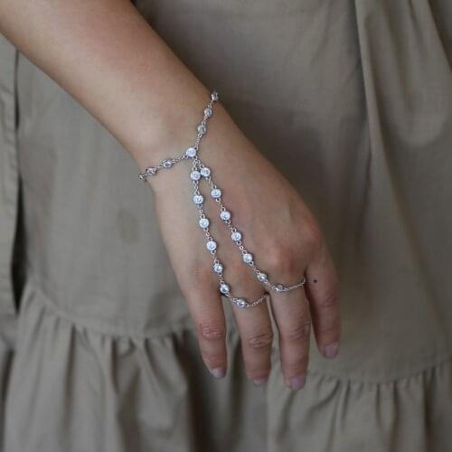 Multi Charm cz Crystal Slave Chain Fashion Finger Bracelet For Women Finger Hand Adjustable Chain Jewelry Statement bracelets