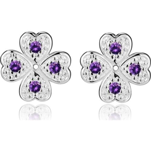 Purple love heart flower high quality Silver Earrings for women fashion jewelry earrings /AURGEQNZ GIALHKHV