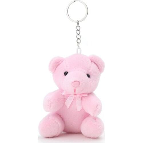 10Pcs/Lot 10cm 20g Mini Plush Keychain And Pendant Pink Bear Doll Toys