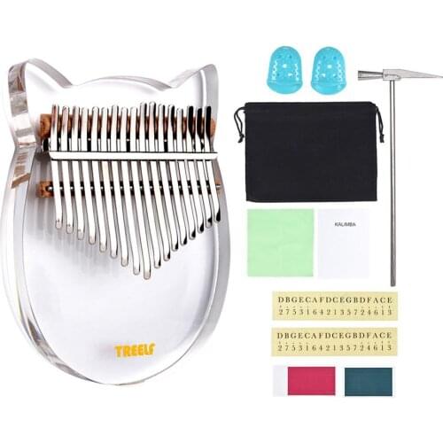 17 Key Kalimba Acrylic Thumb Piano 17 Keys Mbira Transparent Finger Keyboard Instrument Sanza Thumb Piano with Tuning Hammer