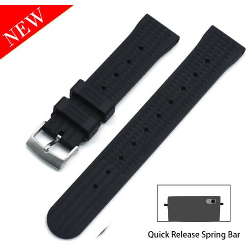 Newest Fluoro Rubber Watchband Waffle Watch Strap 20 MM For Seiko 22 MM Diving Waterproof Bracelet Wrist Accessories Replacement