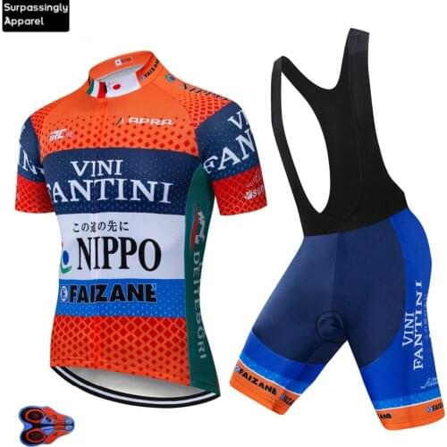 2019 Team VINI Cycling Jersey Set Orange Summer Cycling Clothing Breathable Bicycle Shirt Sportswear Ropa Ciclismo 9D