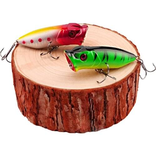 5PC 12.2g Popper Fishing Lures Wobble Artificial Fishing Lure Hard Bait Fish 7cm Plastic Top Water Baits with 2 Treble Hooks