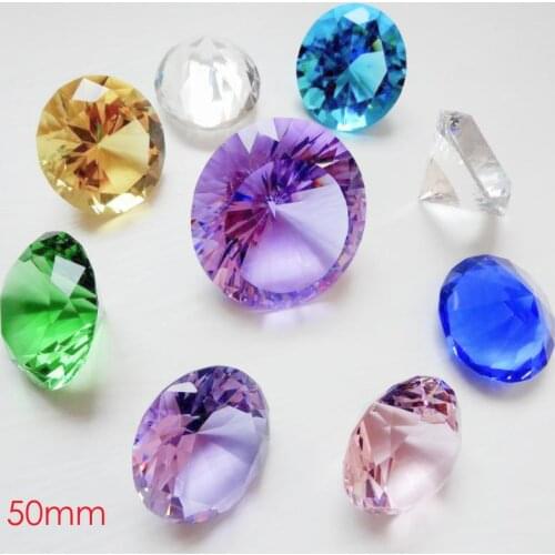 50mm Rainbow Crystal Glass Cute DIamond Paperweight Fengshui Raw Amber Wedding Home Decor souvenirs Gift Products For Guests