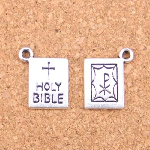 62pcs Charms book holy bible 17x14mm Antique Pendants,Vintage Tibetan Silver Jewelry,DIY for bracelet necklace