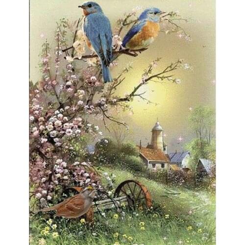Full Square/round Drill 5D DIY Diamond Painting"Flower bird house" Diamond Embroidery Animals diamond Mosaic canvas Decor FG1846