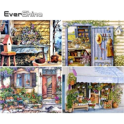 EverShine 5D DIY Diamond Painting Garden Diamond Embroidery Full Square Landscape Mosaic Picture Rhinestone Flower Home Decor