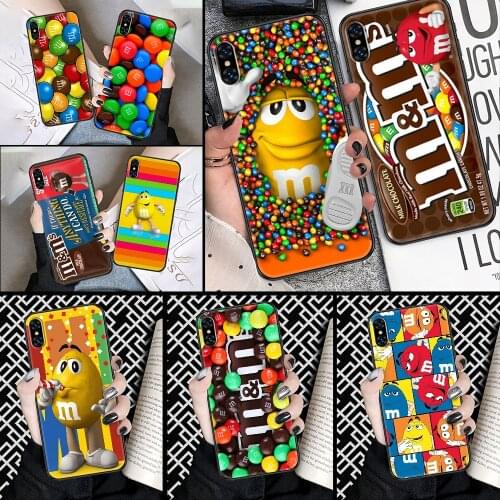 M&Ms MM Chocolate Phone Case Cover Hull For iphone 5 5s se 2 6 6s 7 8 12 mini plus X XS XR 11 PRO MAX black soft back silicone