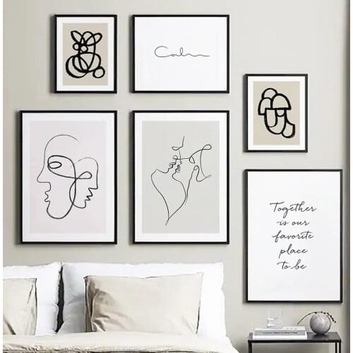 Black And White Line Girl Body Love Hands Wall Art Canvas Painting Nordic Posters And Prints Wall Picture Living Room Home Decor