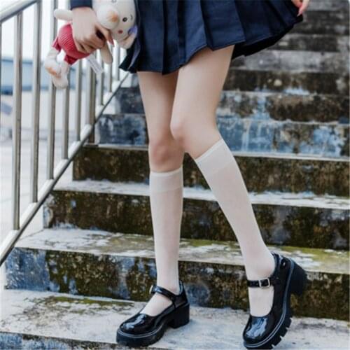 New Japanese Jk Uniform Stockings Over the Knee Velvet White Half Calf Stockings Harajuku Knee Stockings