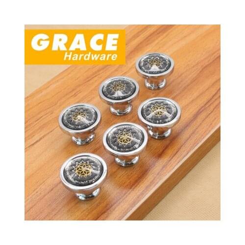 Color Crystal Handle Silver Drawer Cabinet Handle Cabinet Door Modern Furniture Hardware Accessories(D:32mm)