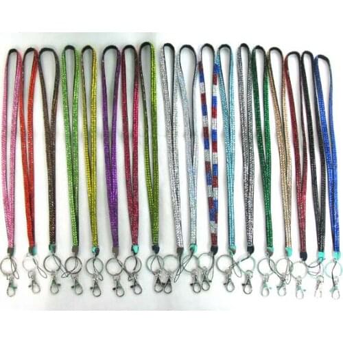 Bling crystal lanyard rhinestone decorative neck lanyard strap Mix color Keychain