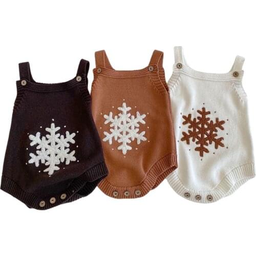 0-24Months Toddler Children Jumpsuits Outfits Baby Girls Bodysuits Clothes Snowflake Print Knitted Newborn Infantil Onesie Body