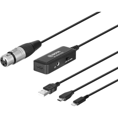 BOYA BY-BCA7 PRO XLR to Lightning USB-A Type-C Connectors Microphone cable for iPhone iPad PC Windows Vlog Live Stream Interview