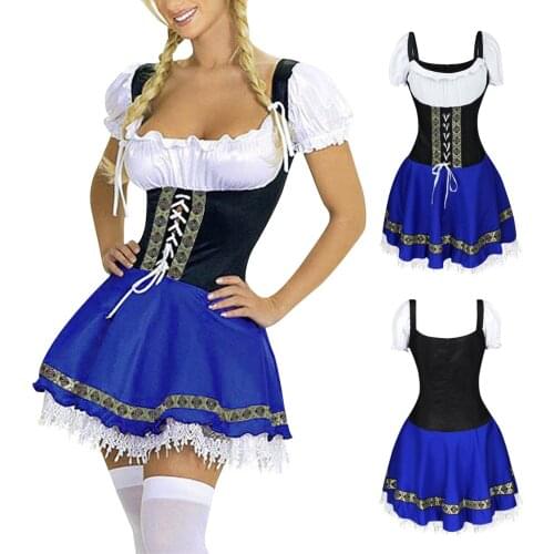 Carnival Oktoberfest Dirndl Costume Tavern Wench Waitress Maid Bar Outfit Cosplay Costumes Halloween Fancy Party Dress Women