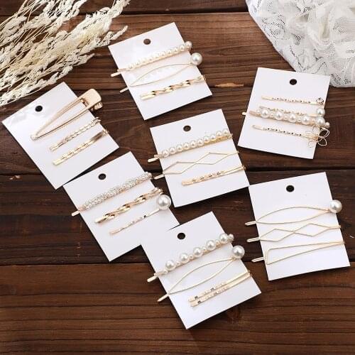 2020 Korean Fashion Hair Accessories Simulated Pearl Barrettes Set for Women Gold Hair Clip Hairgrips Girls Jewelry Hair Pins