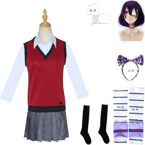 Anime Compulsive Gambler Midari Ikishima Cosplay Costume Japanese School Uniform Vest Dress Women Halloween JK Uniform