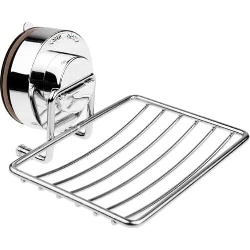 Hot Super Powerful Vacuum Suction Stainless Steel Soap Dish Sponge Holder With Locking Suction Bathroom & Kitchen Accessory (Soa