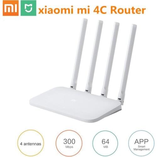 Xiaomi Mi WIFI 4 C Router 4C Roteador APP Control 64 RAM 802.11 b/g/n 2.4G 300Mbps 4 Antennas Wireless Routers Repeater for Home