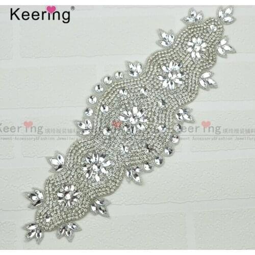 Fashion Pretty Sparkling Crystal Rhinestone Applique For Bridal Sash WRA-909