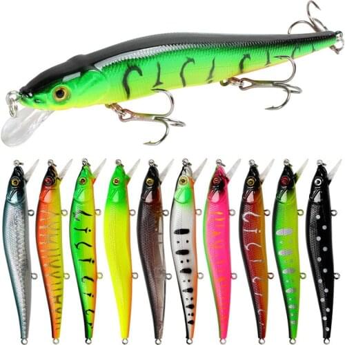 10pcs Fishing Lure Set Black Minnow Crankbait 11.5cm 13.9g Hard Bait Wobbler Floating Fishing Lure Kit Tackle Japan Fish Pesca