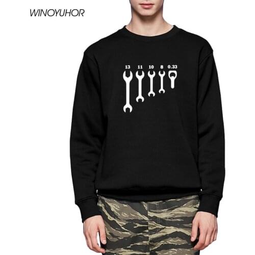 New Mens Funny Wrench Jaw Spanner Beer Car Mechanic Gift Hoodies Autumn Long Sleeve Pullovers Hip Hop Sweatshirts Tops