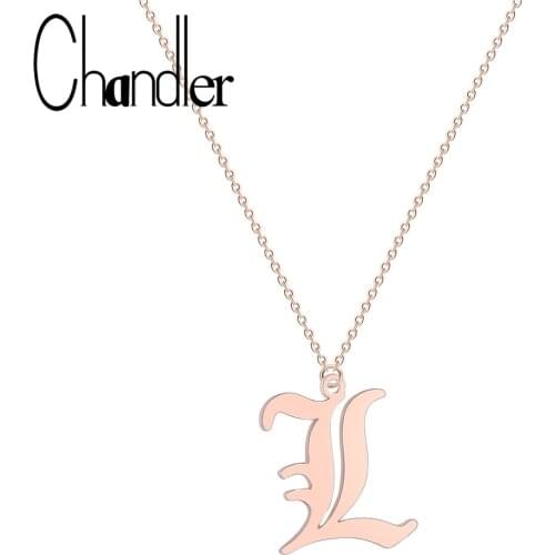 Chandler New Everyday Jewelry Letter L Pendant Necklace For Girls Punk Stainless Steel Necklaces Birthday Bride Jewelry Gift