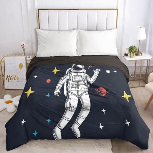 Duvet Cover with Zipper Comforter Blanket Quilt Cover 220x240/90/135 Cartoon Bedding for Boys Baby Kids Child Space astronaut