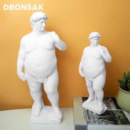 Fat David Portrait Sculpture Resin Portrait Statue Craft Decor Human Body Statue Home Desktop Ornaments Garden Art Decoration